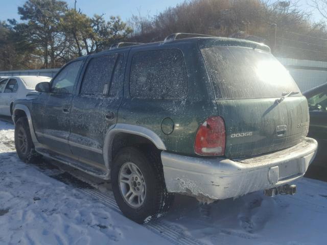 1D4HS58N23F505939 - 2003 DODGE DURANGO SL GREEN photo 3