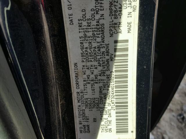 JTLKT324X40158213 - 2004 TOYOTA SCION XB 蓝色 照片 10