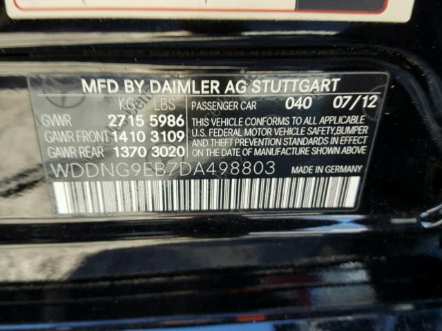 WDDNG9EB7DA498803 - 2013 MERCEDES-BENZ S 550 4MAT BLACK photo 10