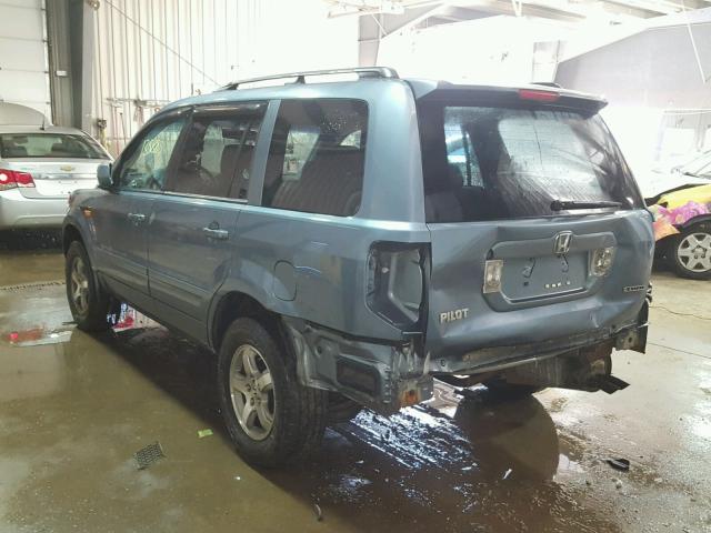 2HKYF186X6H500176 - 2006 HONDA PILOT EX BLUE photo 3