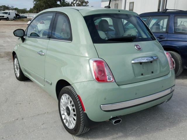 3C3CFFCRXCT366441 - 2012 FIAT 500 LOUNGE GREEN photo 3