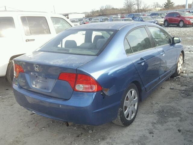 2HGFA16527H510342 - 2007 HONDA CIVIC LX BLUE photo 4