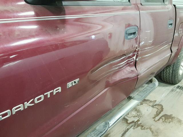 1B7HL48X42S529106 - 2002 DODGE DAKOTA QUA BURGUNDY photo 9