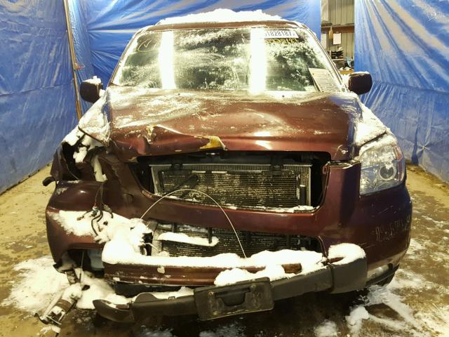 2HKYF18487H509748 - 2007 HONDA PILOT EX BURGUNDY photo 9