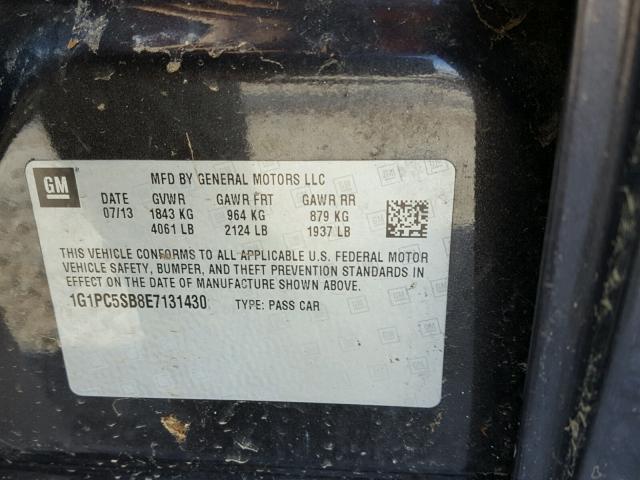 1G1PC5SB8E7131430 - 2014 CHEVROLET CRUZE LT CHARCOAL photo 10