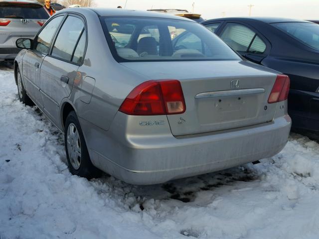 1HGES16521L070898 - 2001 HONDA CIVIC LX TAN photo 3