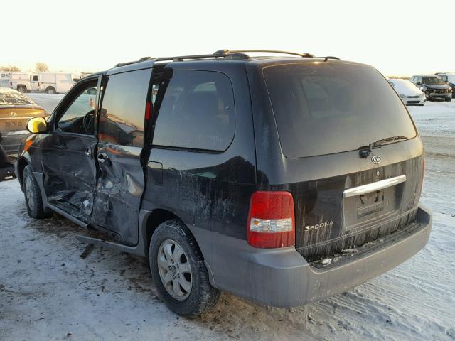 KNDUP132556703968 - 2005 KIA SEDONA EX BLACK photo 3