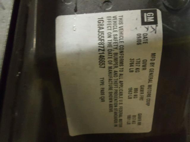 1G8AJ55F87Z146657 - 2007 SATURN ION LEVEL GRAY photo 10