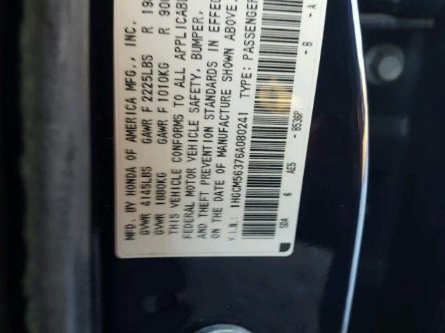 1HGCM56376A080241 - 2006 HONDA ACCORD SE BLUE photo 10