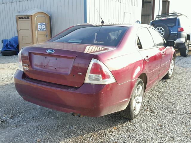 3FAHP07Z37R216363 - 2007 FORD FUSION SE BURGUNDY photo 4