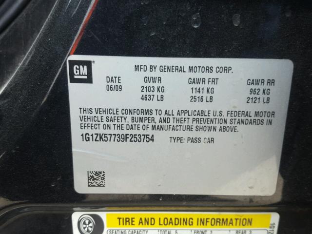 1G1ZK57739F253754 - 2009 CHEVROLET MALIBU LTZ 黑色 照片 10