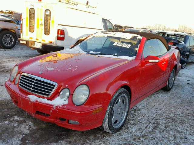 WDBLK65G21T085180 - 2001 MERCEDES-BENZ CLK 320 RED photo 2