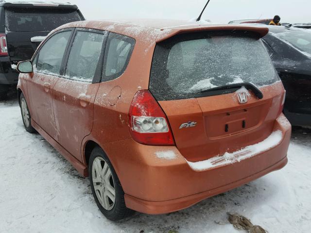 JHMGD38607S022591 - 2007 HONDA FIT S ORANGE photo 3