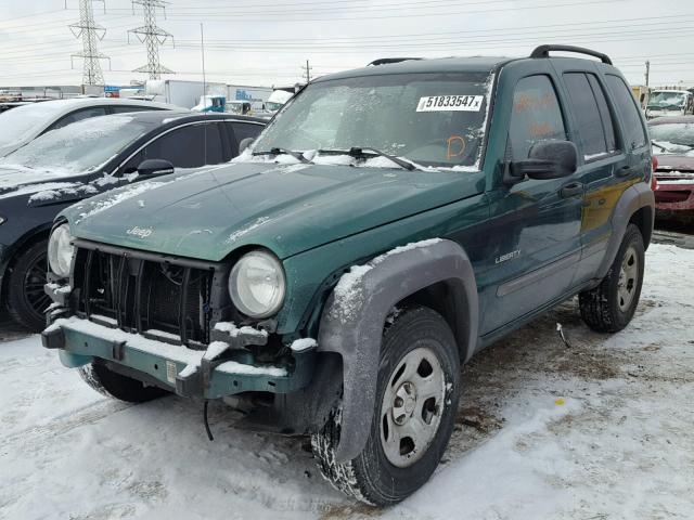 1J4GL48K84W113761 - 2004 JEEP LIBERTY SP GREEN photo 2
