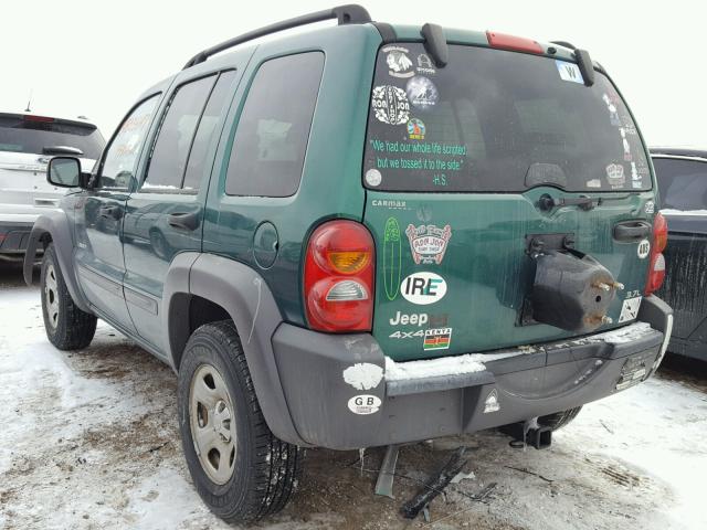 1J4GL48K84W113761 - 2004 JEEP LIBERTY SP GREEN photo 3