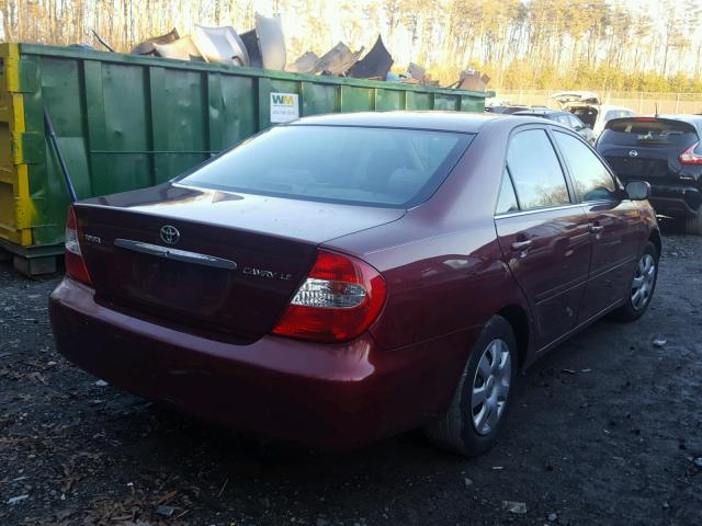 4T1BE32K43U174768 - 2003 TOYOTA CAMRY LE RED photo 4