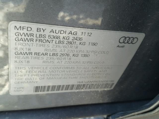 WA1LFAFPXDA036195 - 2013 AUDI Q5 PREMIUM GRAY photo 10