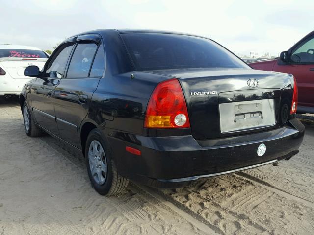 KMHCG45C05U643348 - 2005 HYUNDAI ACCENT GL BLACK photo 3