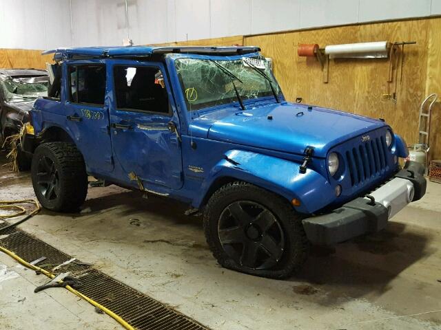 1C4BJWEGXFL708861 - 2015 JEEP WRANGLER U BLUE photo 1