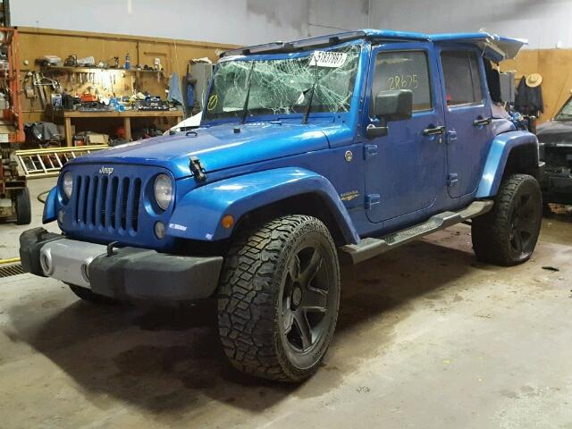 1C4BJWEGXFL708861 - 2015 JEEP WRANGLER U BLUE photo 2