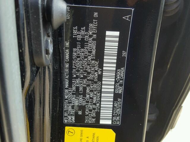 2T2HK31U49C110550 - 2009 LEXUS RX 350 BLACK photo 10