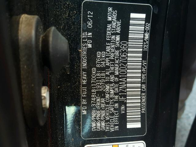 JF1ZNAA10D2706360 - 2013 TOYOTA SCION FR-S შავი ფოტო 10