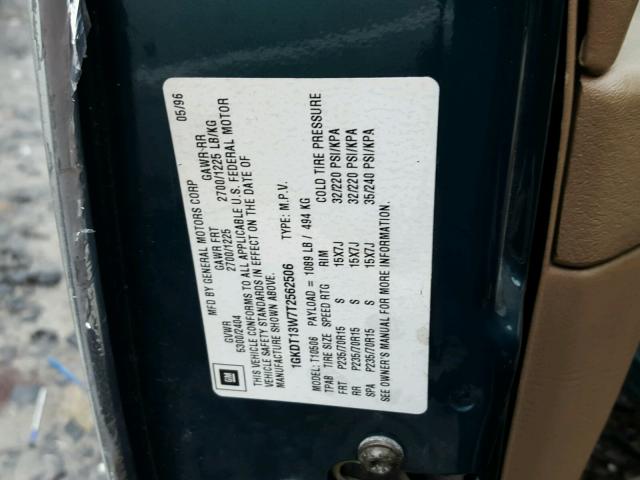 1GKDT13W7T2562506 - 1996 GMC JIMMY Կանաչ լուսանկար 10