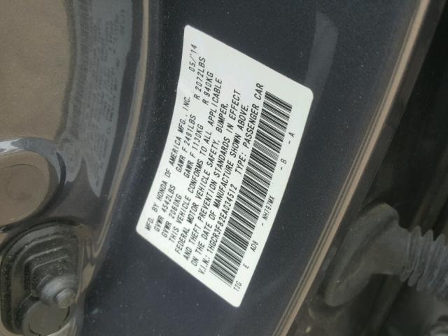 1HGCR3F82EA034512 - 2014 HONDA ACCORD EXL GRAY photo 10