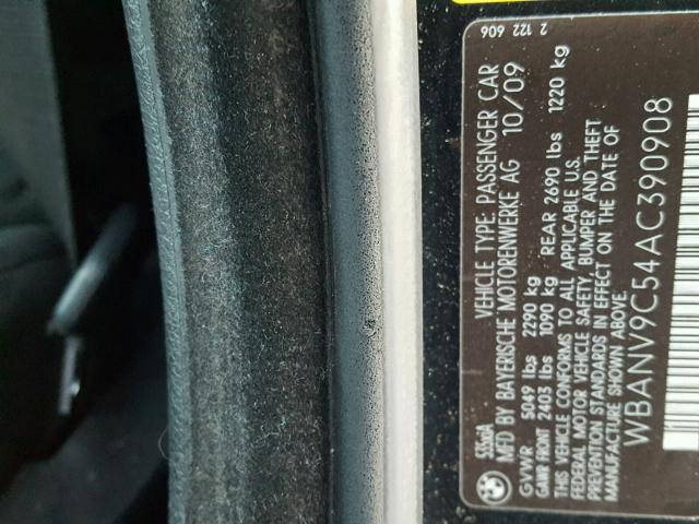 WBANV9C54AC390908 - 2010 BMW 535 XI Noir photo 10