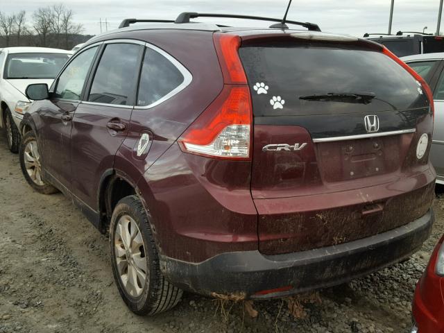 5J6RM3H78CL028897 - 2012 HONDA CR-V EXL BURGUNDY photo 3