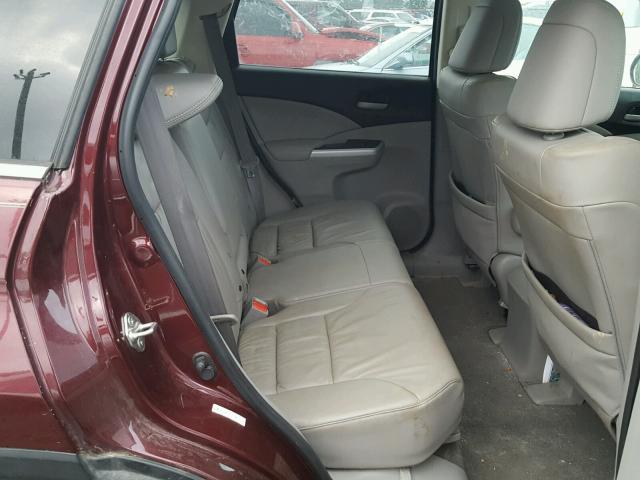 5J6RM3H78CL028897 - 2012 HONDA CR-V EXL BURGUNDY photo 6