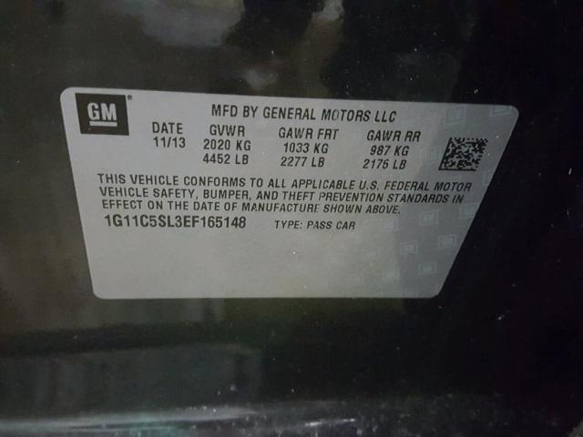 1G11C5SL3EF165148 - 2014 CHEVROLET MALIBU 1LT 黑色 照片 10