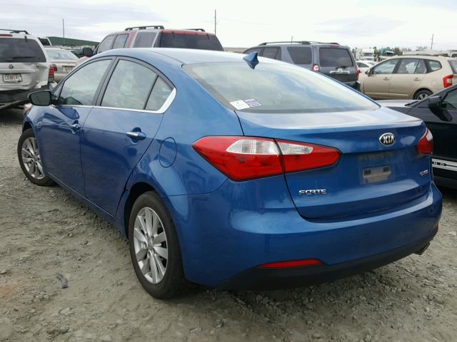 KNAFX4A85F5345387 - 2015 KIA FORTE EX BLUE photo 3