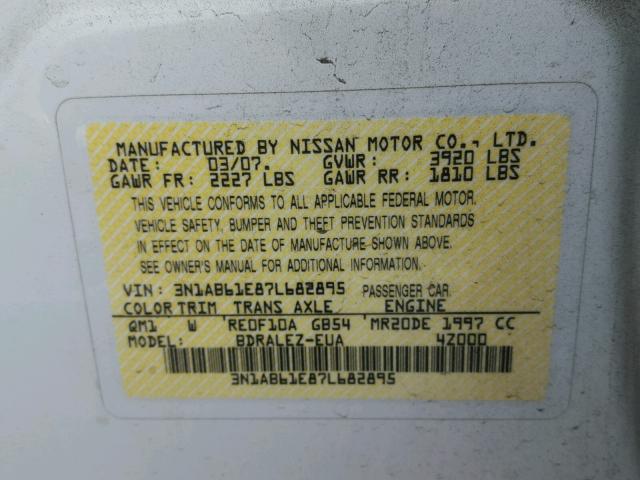 3N1AB61E87L682895 - 2007 NISSAN SENTRA 2.0 WHITE photo 10