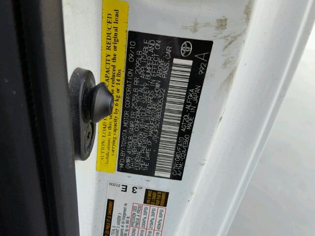 JTKJF5C78B3005322 - 2011 TOYOTA SCION TC 白色 照片 10