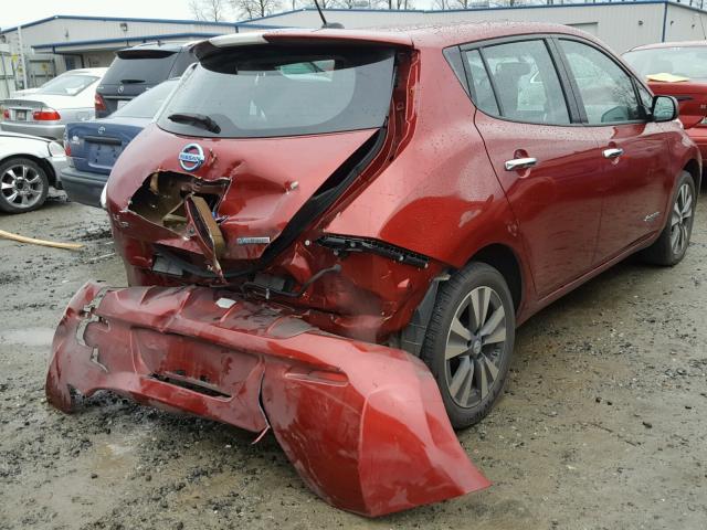 1N4AZ0CP3FC314192 - 2015 NISSAN LEAF S MAROON photo 4