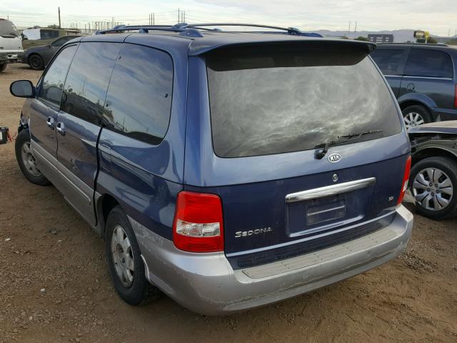 KNDUP131036382409 - 2003 KIA SEDONA EX BLUE photo 3