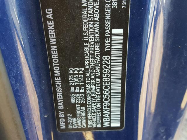 WBAKF9C56CE859228 - 2012 BMW 335 XI BLUE photo 10