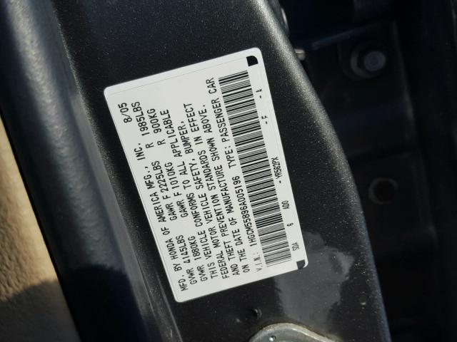 1HGCM55896A005196 - 2006 HONDA ACCORD EX CHARCOAL photo 10