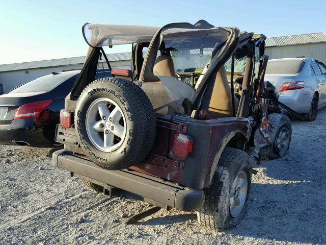 1J4FA49S61P324608 - 2001 JEEP WRANGLER / MAROON photo 4