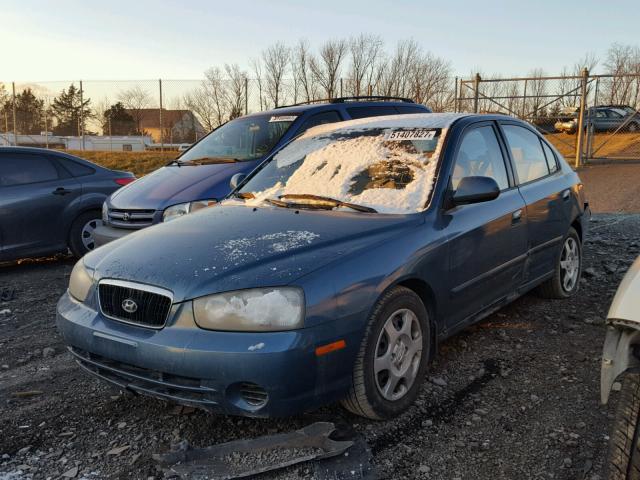 KMHDN45D02U271265 - 2002 HYUNDAI ELANTRA GL BLUE photo 2