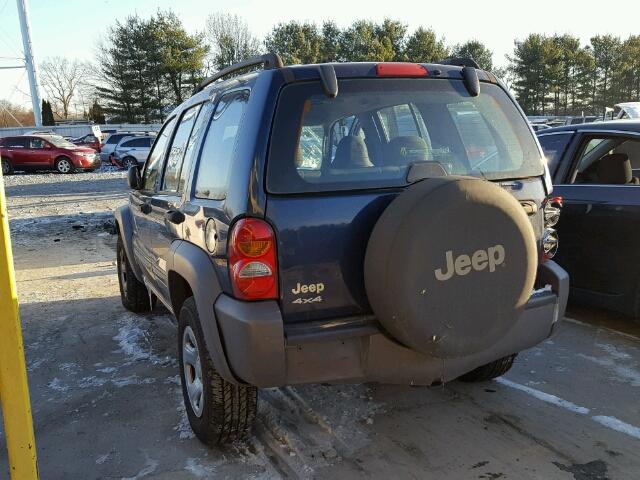 1J4GL48K04W109834 - 2004 JEEP LIBERTY SP BLUE photo 3