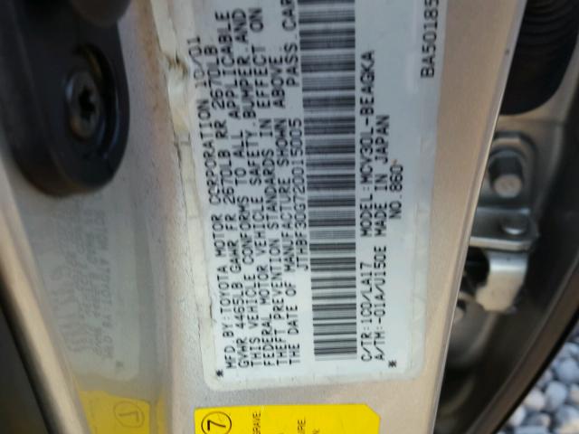 JTHBF30G720015005 - 2002 LEXUS ES 300 SILVER photo 10