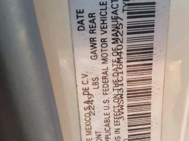 3VWSW31C16M402257 - 2006 VOLKSWAGEN NEW BEETLE 白色 照片 10