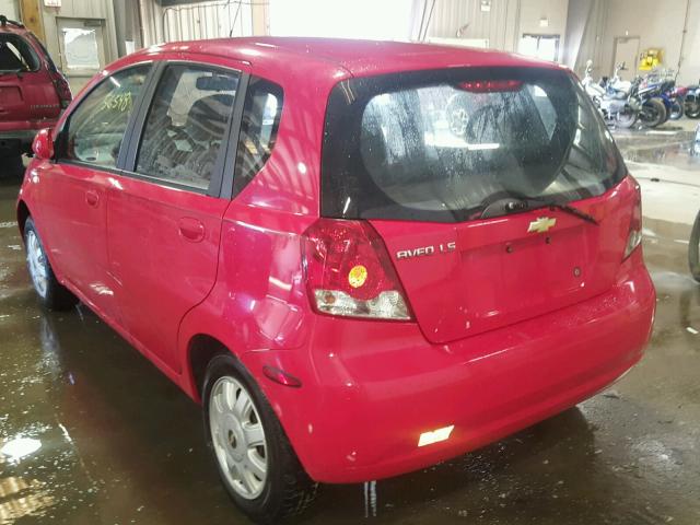 KL1TD62665B319752 - 2005 CHEVROLET AVEO BASE წითელი ფოტო 3