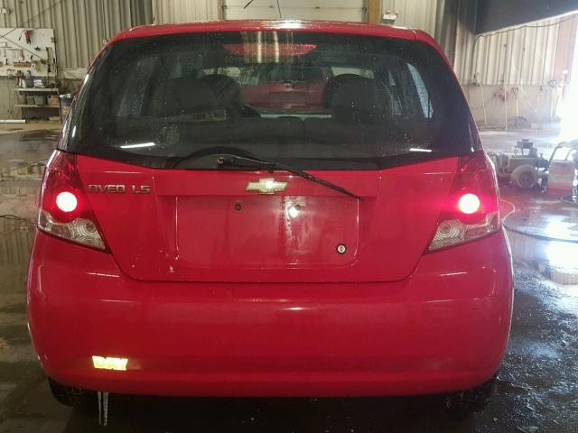 KL1TD62665B319752 - 2005 CHEVROLET AVEO BASE წითელი ფოტო 9