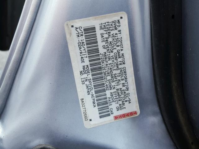 JT2SK12E3R0231482 - 1994 TOYOTA CAMRY LE BLUE photo 10