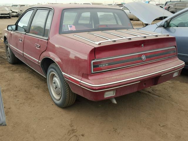 1G4NV54U7MM256874 - 1991 BUICK SKYLARK BURGUNDY photo 3