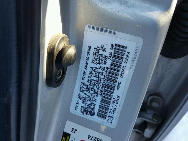 1NXBU40E49Z005459 - 2009 TOYOTA COROLLA BA SILVER photo 10