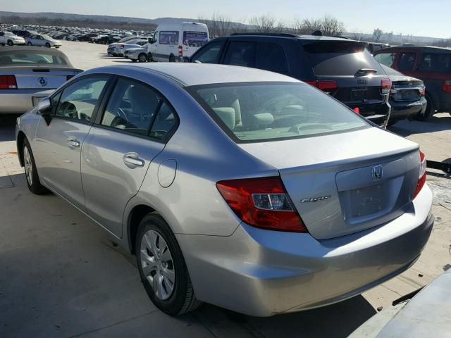 19XFB2F59CE388134 - 2012 HONDA CIVIC LX SILVER photo 3